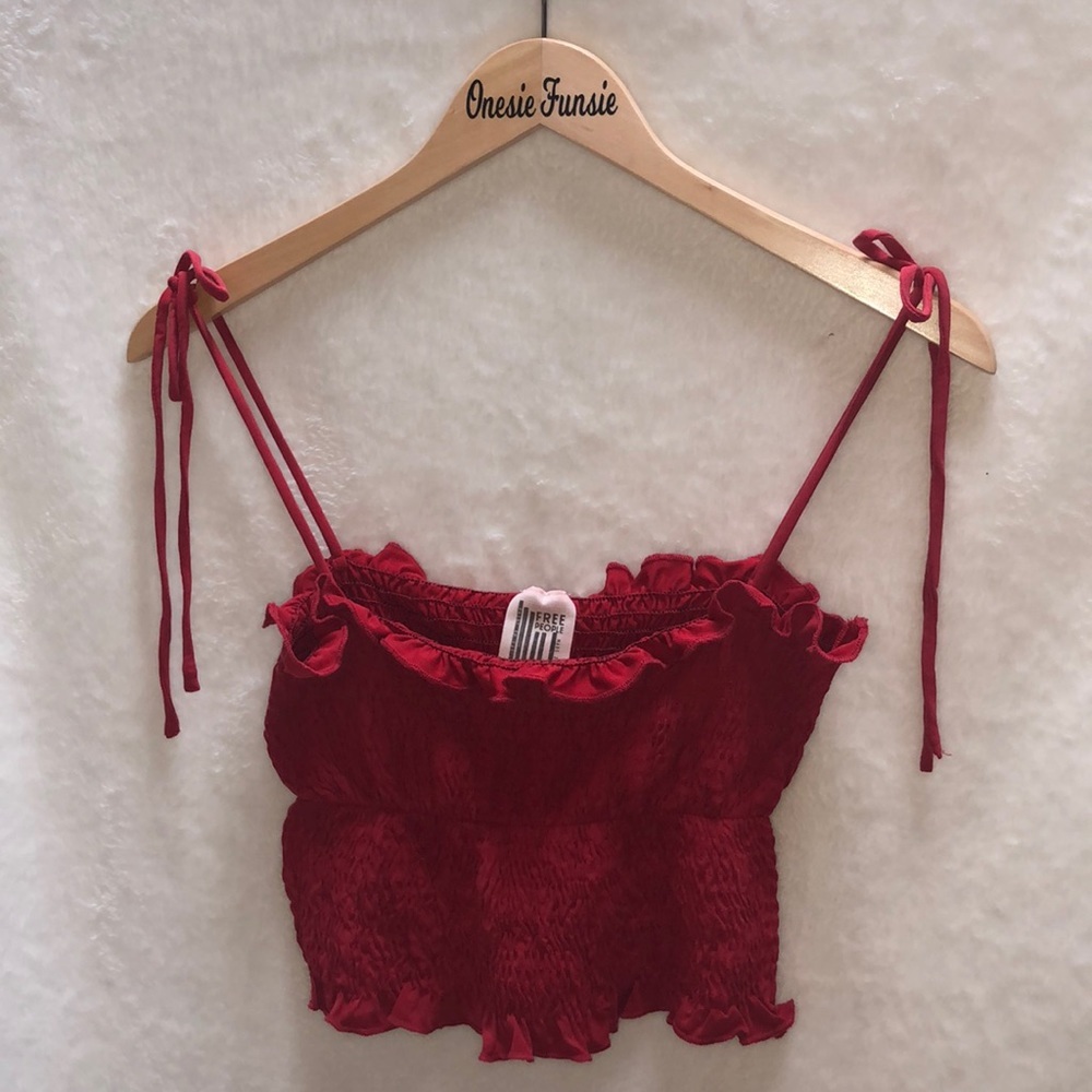 Free People Red Fine Without You Crop Top, size L